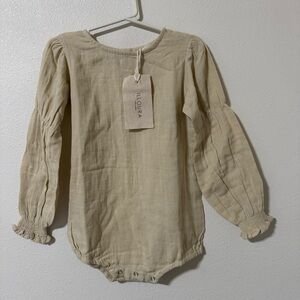 Illoura the Label Cotton Long Bishop Sleeves Bodysuit Shirt Natural NWT-5